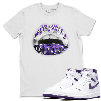 Jordan 1 WMNS Court Purple Sneaker Match Tees Lips Jewel Sneaker Tees Jordan 1 WMNS Court Purple Sneaker Release Tees Unisex Shirts