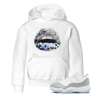 Air Jordan 11 White Cement Sneaker Match Tees Lips Jewel Sneaker Tees Air Jordan 11 Cement Grey Sneaker Release Tees Kids Shirts White 1