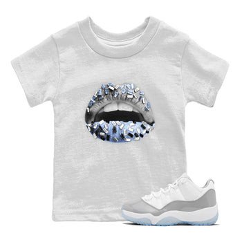Air Jordan 11 White Cement Sneaker Match Tees Lips Jewel Sneaker Tees Air Jordan 11 Cement Grey Sneaker Release Tees Kids Shirts White 1