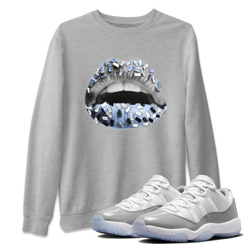 Air Jordan 11 White Cement Sneaker Match Tees Lips Jewel Sneaker Tees Air Jordan 11 Cement Grey Sneaker Release Tees Unisex Shirts Heather Grey 1