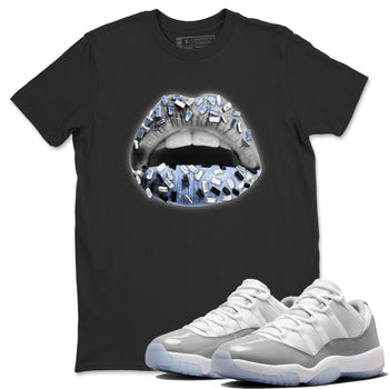 Air Jordan 11 White Cement Sneaker Match Tees Lips Jewel Sneaker Tees Air Jordan 11 Cement Grey Sneaker Release Tees Unisex Shirts Black 1