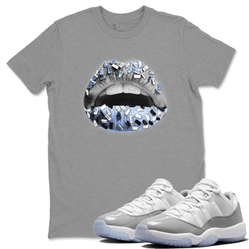 Air Jordan 11 White Cement Sneaker Match Tees Lips Jewel Sneaker Tees Air Jordan 11 Cement Grey Sneaker Release Tees Unisex Shirts Heather Grey 1