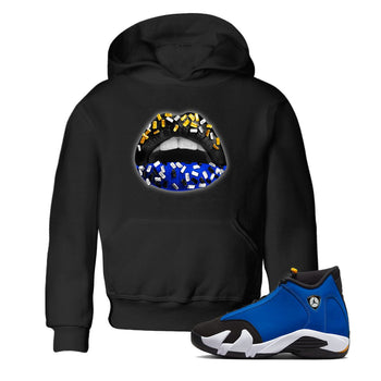 Air Jordan 14 Laney Sneaker Match Tees Lips Jewel Sneaker Tees Jordan 14 Laney Sneaker Release Tees Kids Shirts Black 1