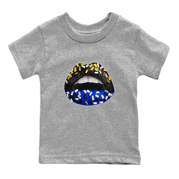 Air Jordan 14 Laney Sneaker Match Tees Lips Jewel Sneaker Tees Jordan 14 Laney Sneaker Release Tees Kids Shirts Heather Grey 2