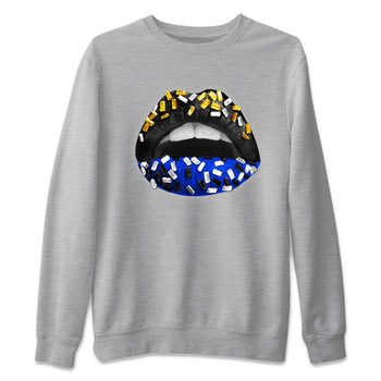 Air Jordan 14 Laney Sneaker Match Tees Lips Jewel Sneaker Tees Jordan 14 Laney Sneaker Release Tees Unisex Shirts Heather Grey 2