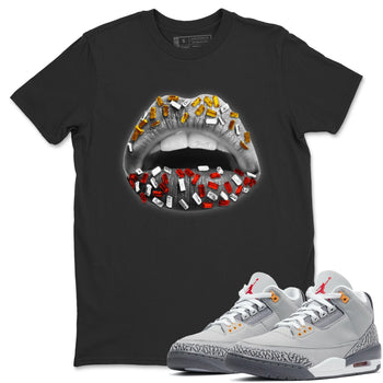 Jordan 3 Cool Grey Sneaker Match Tees Lips Jewel Sneaker Tees Jordan 3 Cool Grey Sneaker Release Tees Unisex Shirts