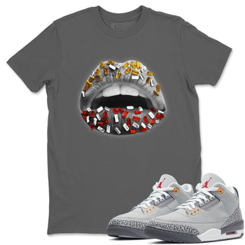 Jordan 3 Cool Grey Sneaker Match Tees Lips Jewel Sneaker Tees Jordan 3 Cool Grey Sneaker Release Tees Unisex Shirts