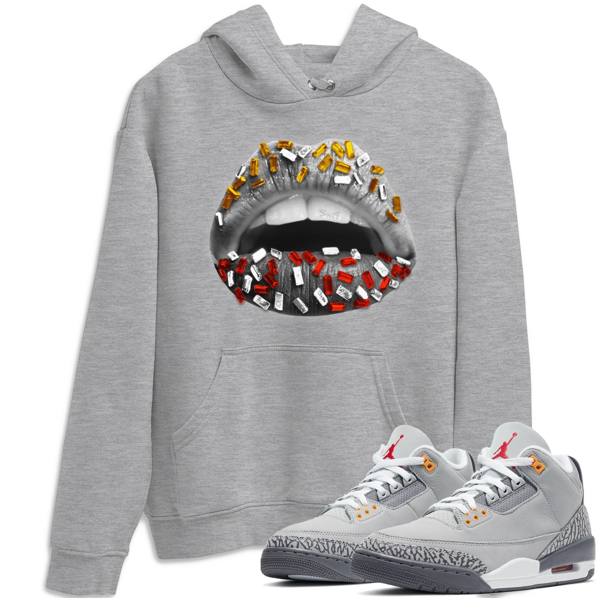 Jordan 3 Cool Grey Sneaker Match Tees Lips Jewel Sneaker Tees Jordan 3 Cool Grey Sneaker Release Tees Unisex Shirts