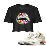 Air Jordan 3 X J Balvin shirt to match jordans Lips Jewel sneaker tees Air Jordan 3 X J Balvin SNRT Sneaker Release Tees LGBT Pride T-Shirt Black 1 Crop T-Shirt