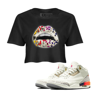 Air Jordan 3 X J Balvin shirt to match jordans Lips Jewel sneaker tees Air Jordan 3 X J Balvin SNRT Sneaker Release Tees LGBT Pride T-Shirt Black 1 Crop T-Shirt