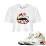 Air Jordan 3 X J Balvin shirt to match jordans Lips Jewel sneaker tees Air Jordan 3 X J Balvin SNRT Sneaker Release Tees LGBT Pride T-Shirt White 1 Crop T-Shirt