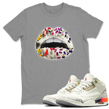 Air Jordan 3 X J Balvin shirt to match jordans Lips Jewel sneaker tees Air Jordan 3 X J Balvin SNRT Sneaker Release Tees LGBT Pride T-Shirt Unisex Heather Grey 1 T-Shirt