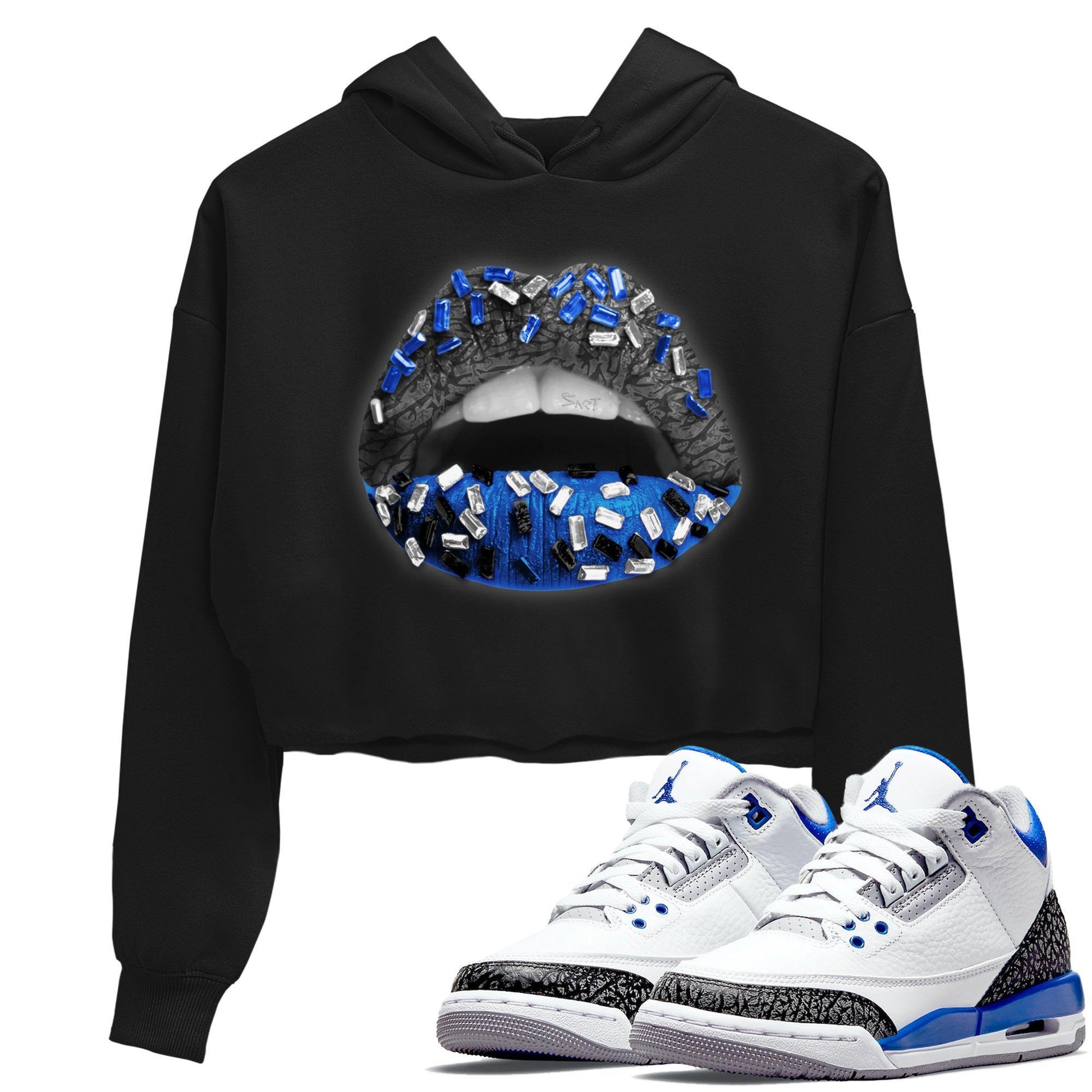 Jordan 3 Racer Blue Sneaker Match Tees Lips Jewel Sneaker Tees Jordan 3 Racer Blue Sneaker Release Tees Women's Shirts
