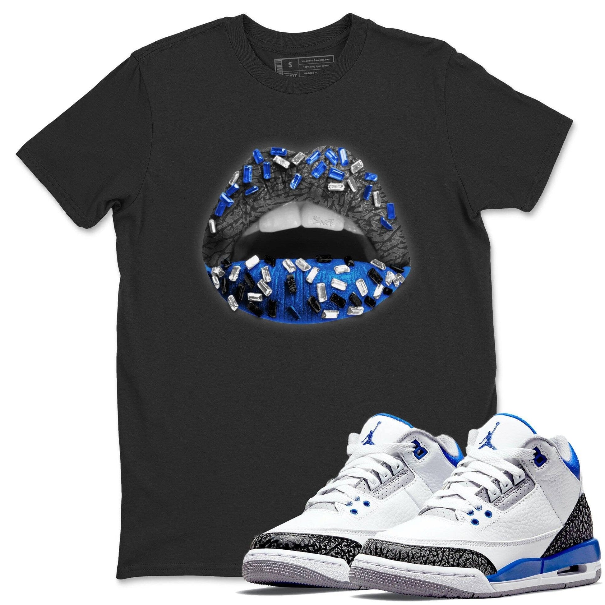 Jordan 3 Racer Blue Sneaker Match Tees Lips Jewel Sneaker Tees Jordan 3 Racer Blue Sneaker Release Tees Unisex Shirts