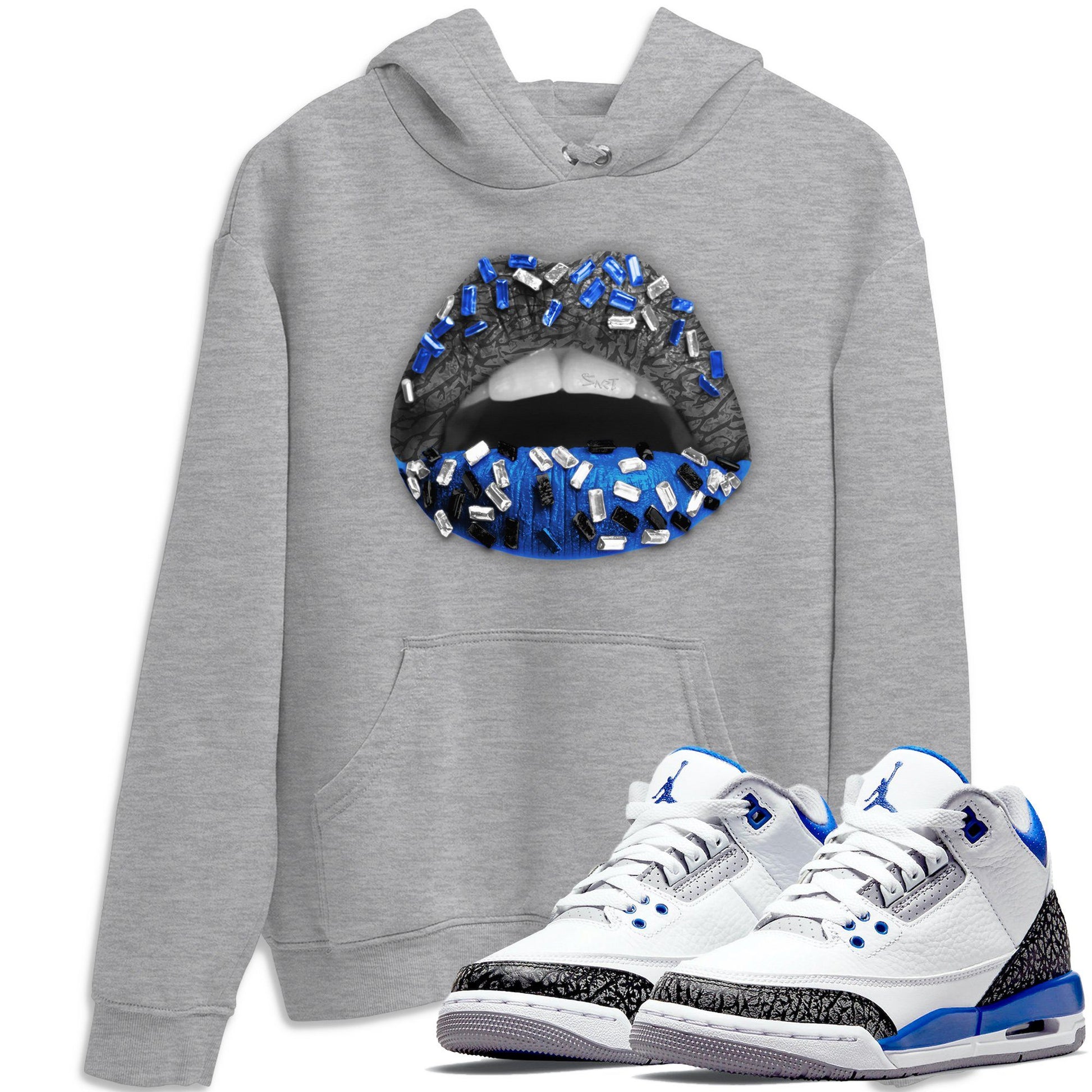 Jordan 3 Racer Blue Sneaker Match Tees Lips Jewel Sneaker Tees Jordan 3 Racer Blue Sneaker Release Tees Unisex Shirts