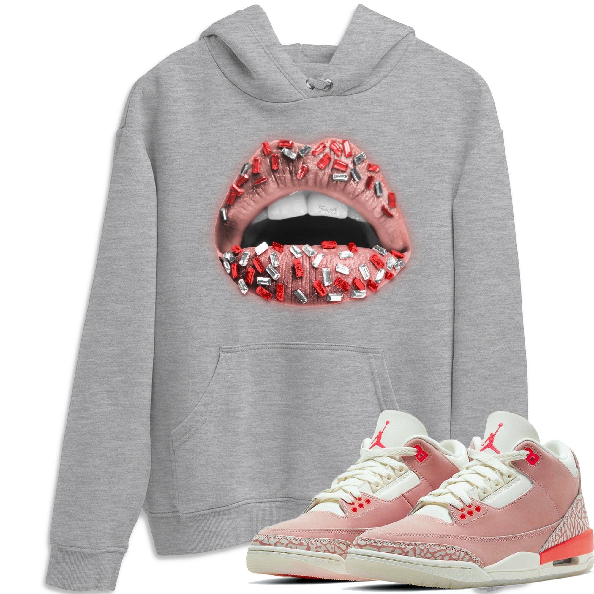 Jordan 3 Rust Pink Sneaker Match Tees Lips Jewel Sneaker Tees Jordan 3 Rust Pink Sneaker Release Tees Unisex Shirts