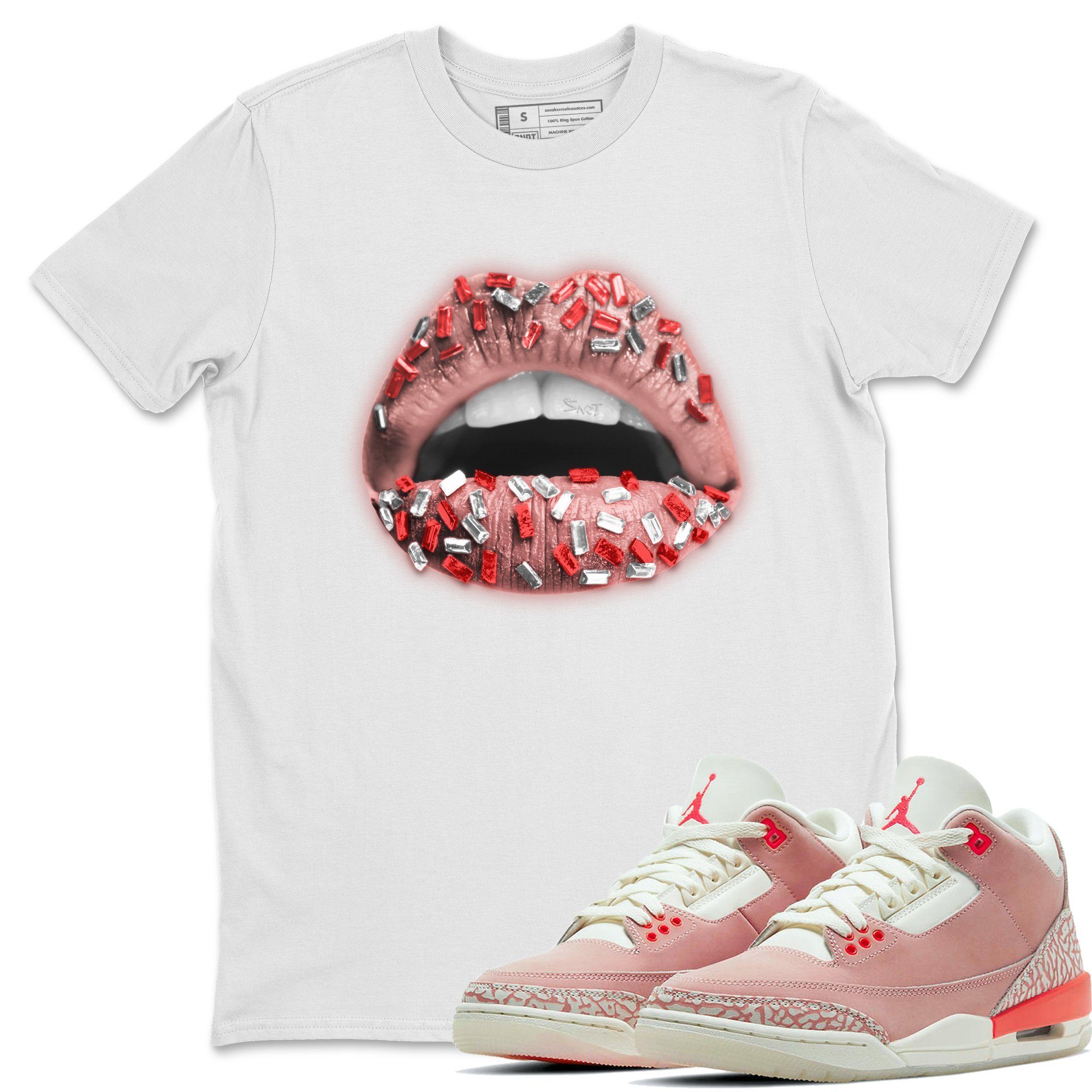 Jordan 3 Rust Pink Sneaker Match Tees Lips Jewel Sneaker Tees Jordan 3 Rust Pink Sneaker Release Tees Unisex Shirts