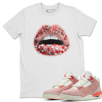 Jordan 3 Rust Pink Sneaker Match Tees Lips Jewel Sneaker Tees Jordan 3 Rust Pink Sneaker Release Tees Unisex Shirts
