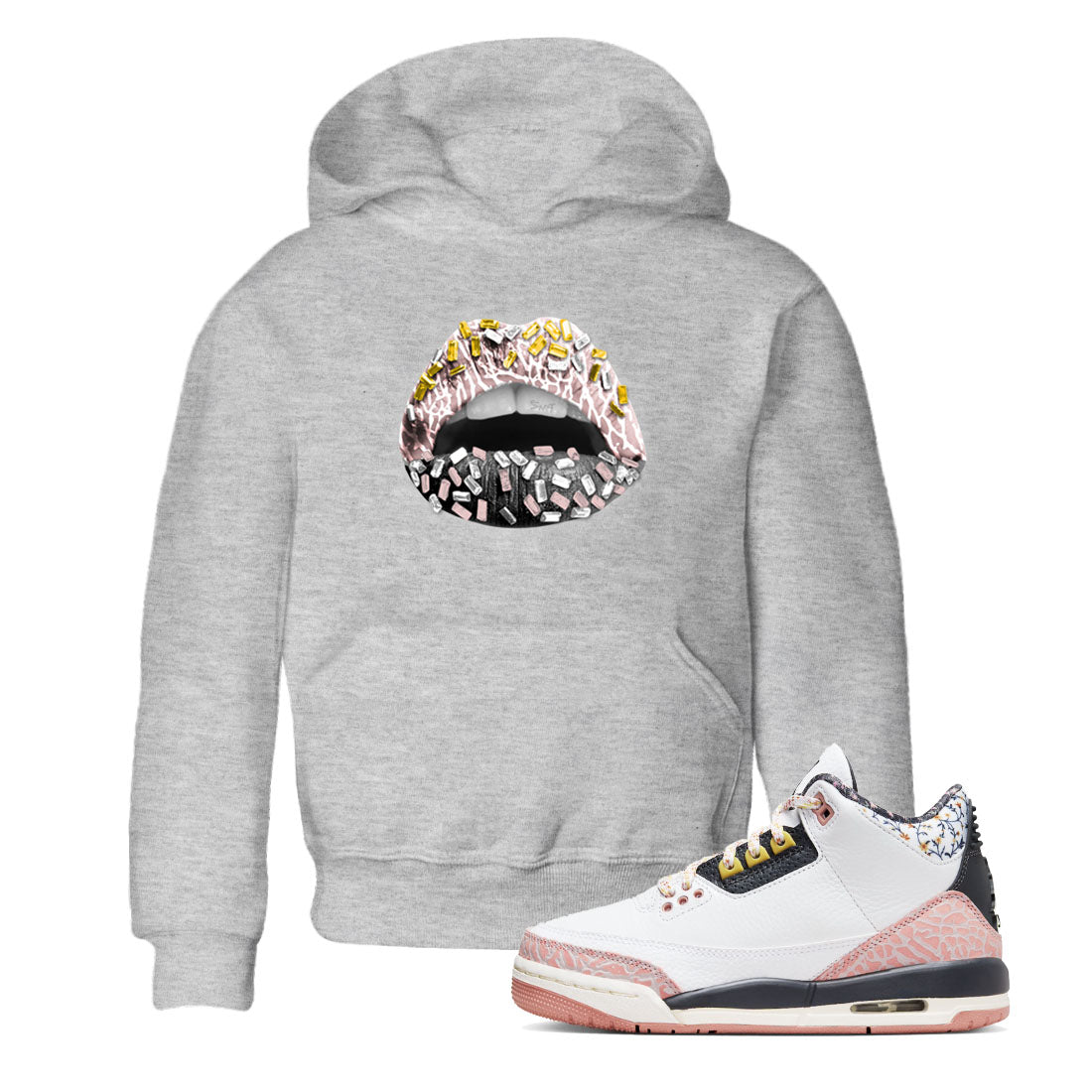 Air Jordan 3 GS Vintage Floral shirt to match jordans Lips Jewel sneaker tees 3s Vintage Floral SNRT sneaker release tees baby toddler Heather Grey 1 cotton Shirt