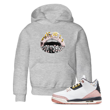 Air Jordan 3 GS Vintage Floral shirt to match jordans Lips Jewel sneaker tees 3s Vintage Floral SNRT sneaker release tees baby toddler Heather Grey 1 cotton Shirt