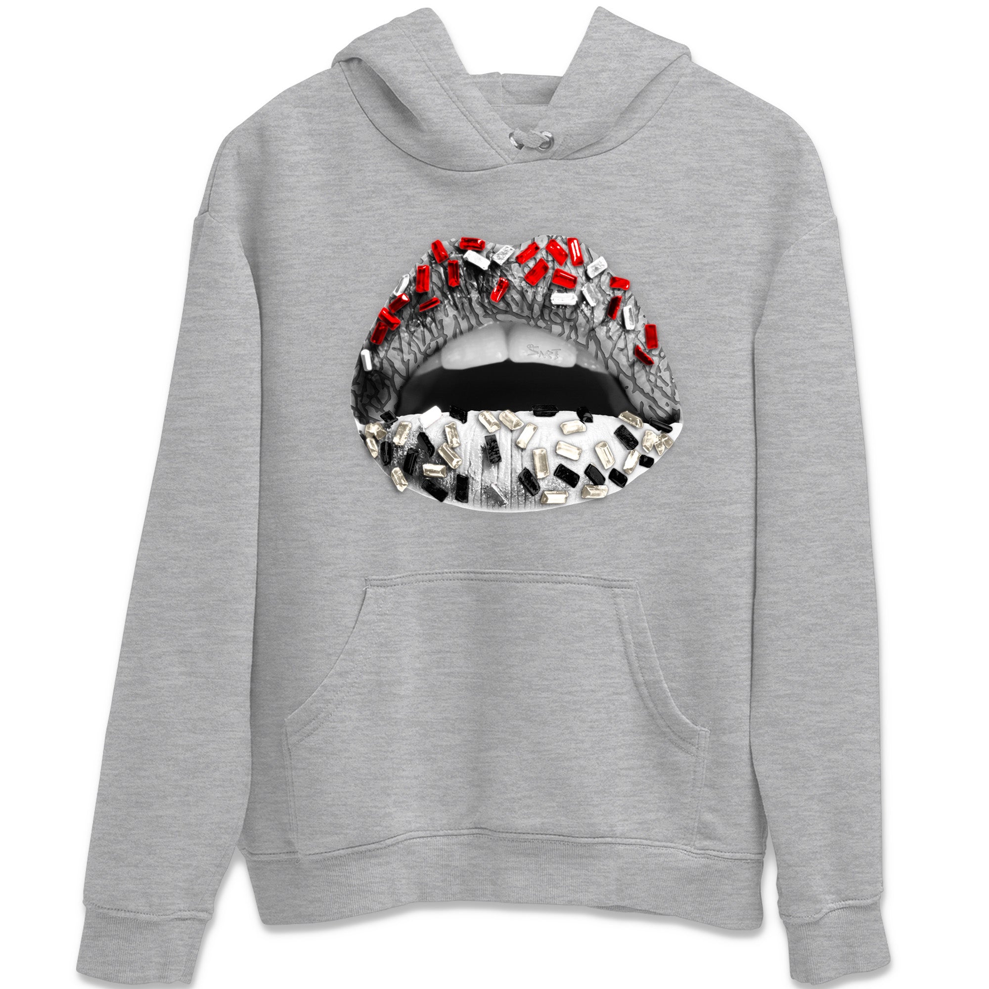 Air Jordan 3 White Cement Sneaker Match Tees Lips Jewel Sneaker Tees Air Jordan 3 Retro White Cement Sneaker Release Tees Unisex Shirts Heather Grey 2