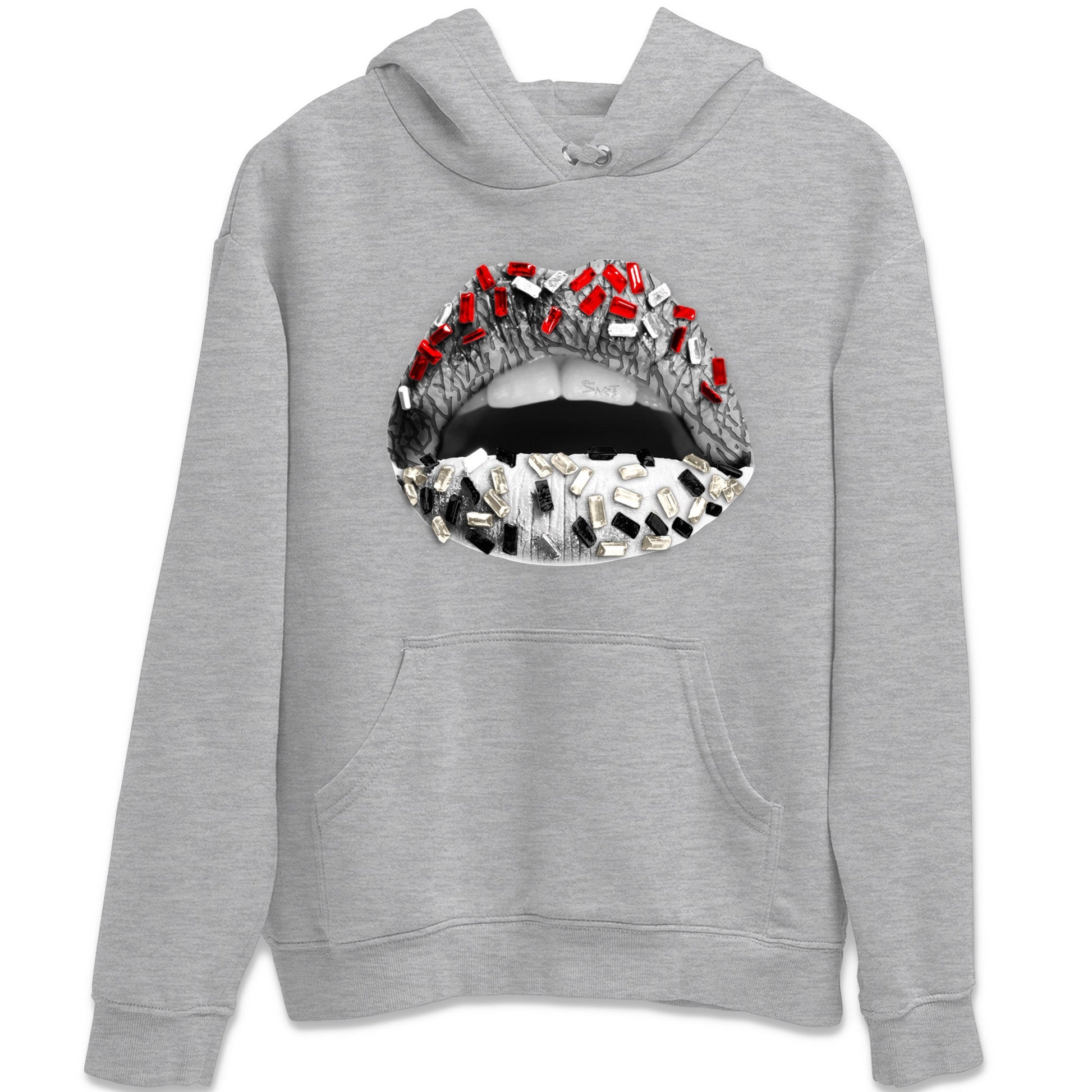 Air Jordan 3 White Cement Sneaker Match Tees Lips Jewel Sneaker Tees Air Jordan 3 Retro White Cement Sneaker Release Tees Unisex Shirts Heather Grey 2