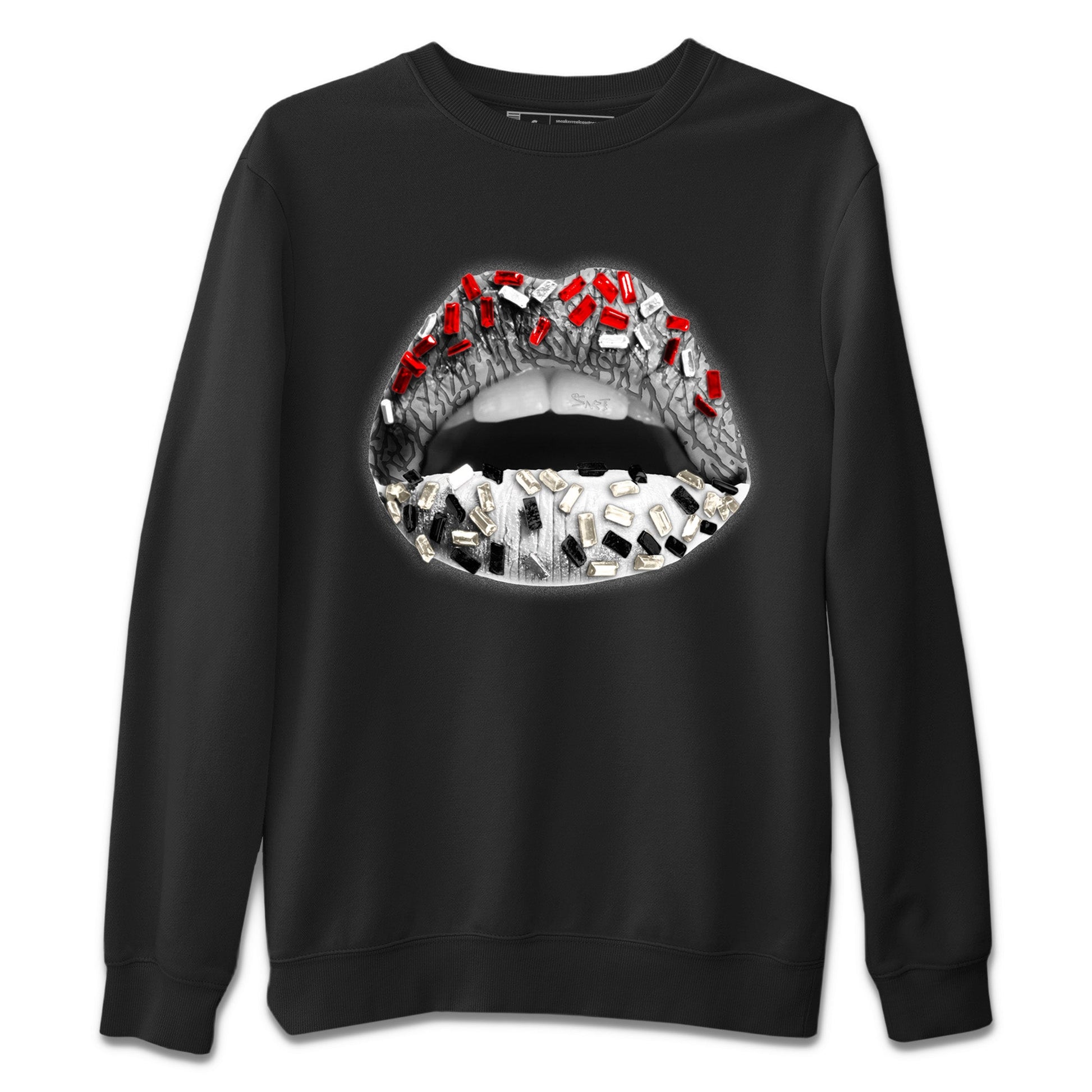 Air Jordan 3 White Cement Sneaker Match Tees Lips Jewel Sneaker Tees Air Jordan 3 Retro White Cement Sneaker Release Tees Unisex Shirts Black 2