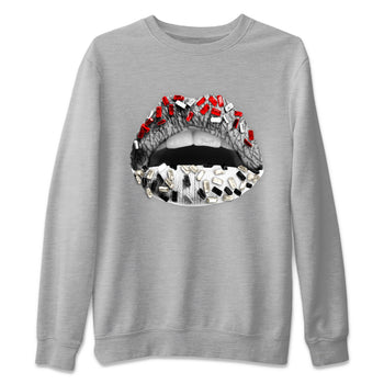 Air Jordan 3 White Cement Sneaker Match Tees Lips Jewel Sneaker Tees Air Jordan 3 Retro White Cement Sneaker Release Tees Unisex Shirts Heather Grey 2