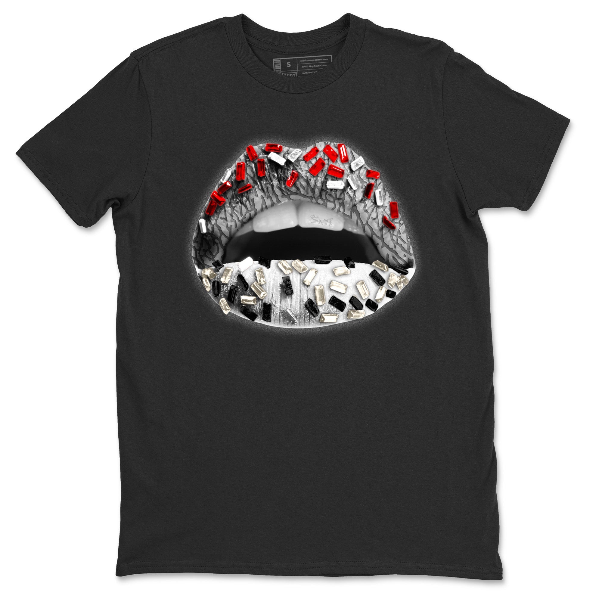 Air Jordan 3 White Cement Sneaker Match Tees Lips Jewel Sneaker Tees Air Jordan 3 Retro White Cement Sneaker Release Tees Unisex Shirts Black 2