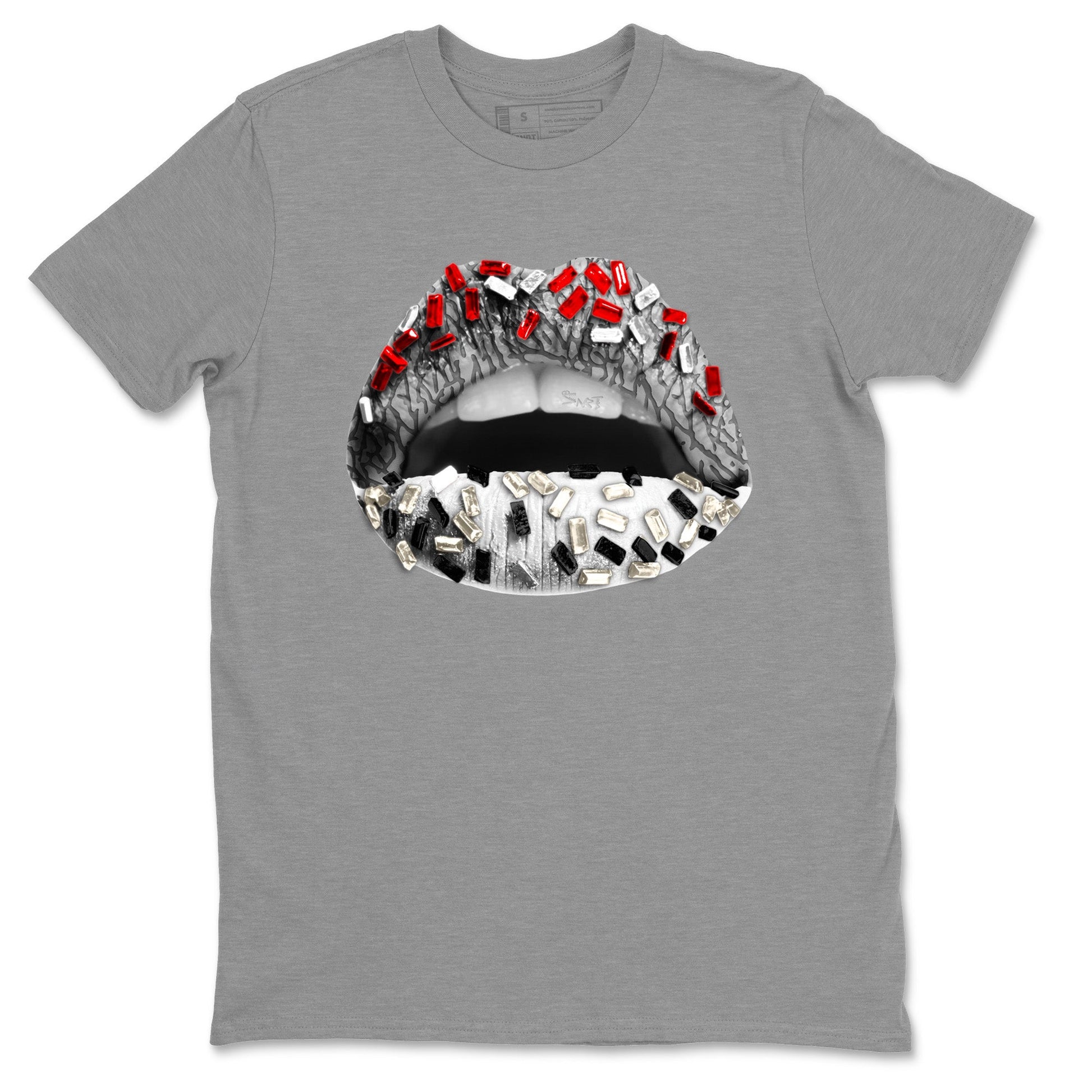 Air Jordan 3 White Cement Sneaker Match Tees Lips Jewel Sneaker Tees Air Jordan 3 Retro White Cement Sneaker Release Tees Unisex Shirts Heather Grey 2