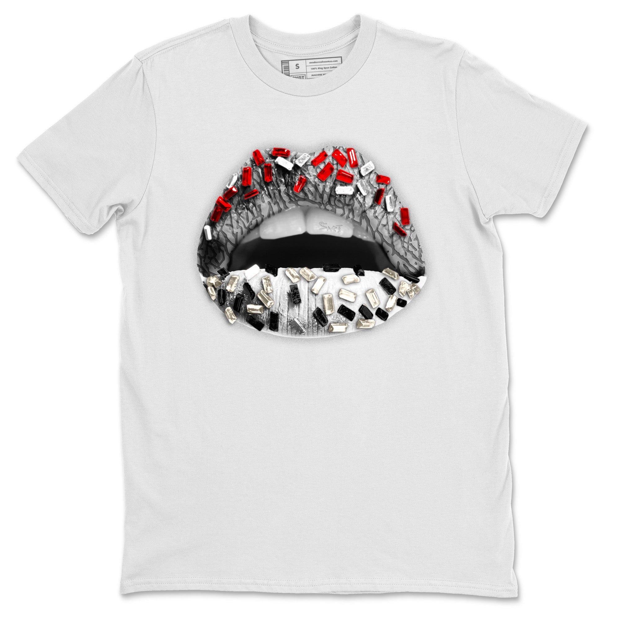 Air Jordan 3 White Cement Sneaker Match Tees Lips Jewel Sneaker Tees Air Jordan 3 Retro White Cement Sneaker Release Tees Unisex Shirts White 2