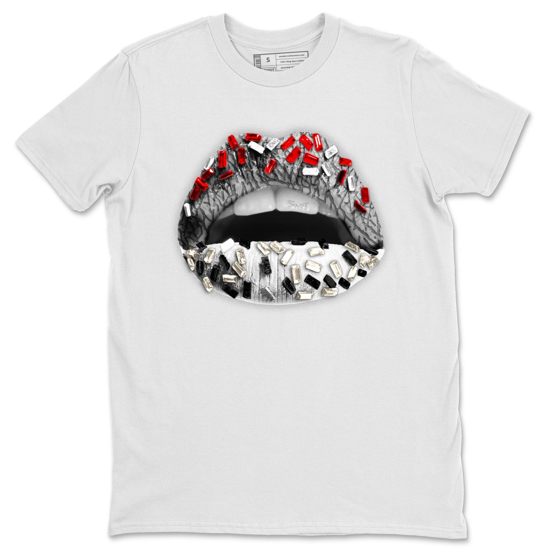 Air Jordan 3 White Cement Sneaker Match Tees Lips Jewel Sneaker Tees Air Jordan 3 Retro White Cement Sneaker Release Tees Unisex Shirts White 2