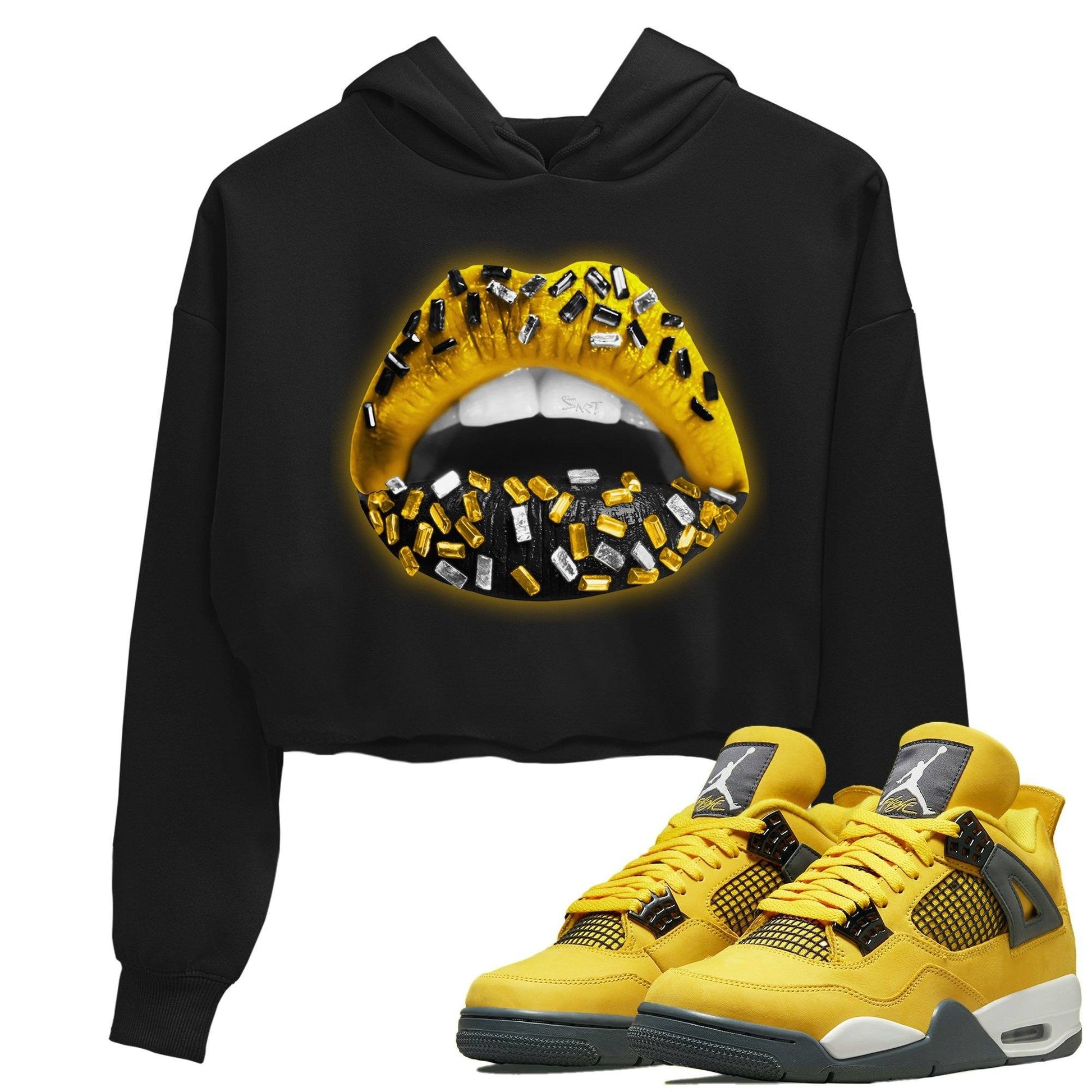 Jordan 4 Lightning Sneaker Match Tees Lips Jewel Sneaker Tees Jordan 4 Lightning Sneaker Release Tees Women's Shirts