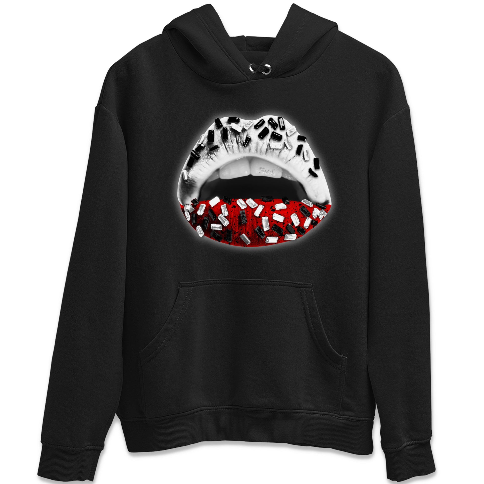 Air Jordan 4 Red Cement Sneaker Match Tees Lips Jewel Sneaker Tees Air Jordan 4 Retro Red Cement SNRT Sneaker Release Tees Unisex Shirts Black 2