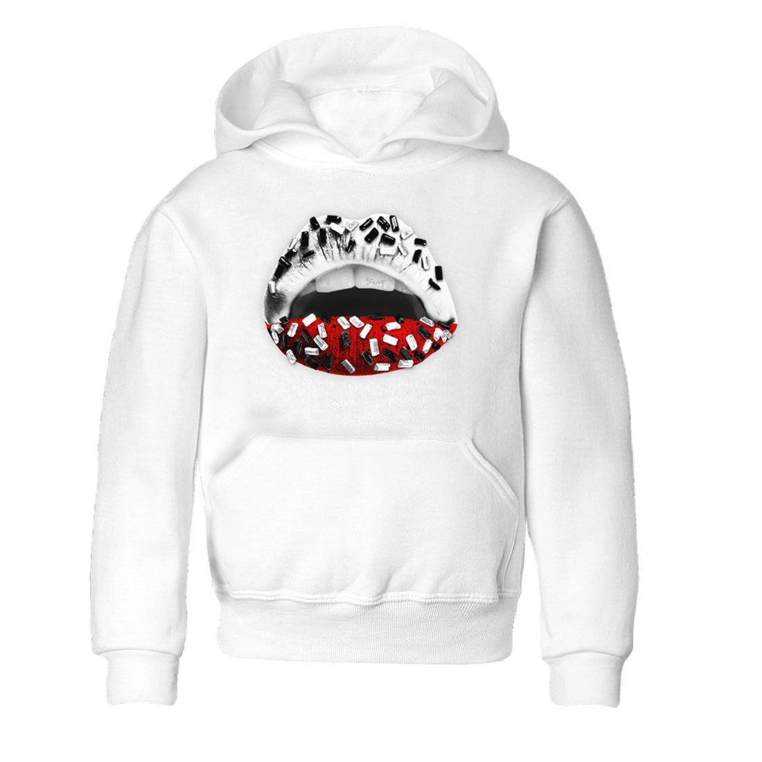 Air Jordan 4 Red Cement Sneaker Match Tees Lips Jewel Sneaker Tees Air Jordan 4 Retro Red Cement SNRT Sneaker Release Tees Kids Shirts White 2