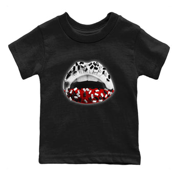 Air Jordan 4 Red Cement Sneaker Match Tees Lips Jewel Sneaker Tees Air Jordan 4 Retro Red Cement SNRT Sneaker Release Tees Kids Shirts Black 2