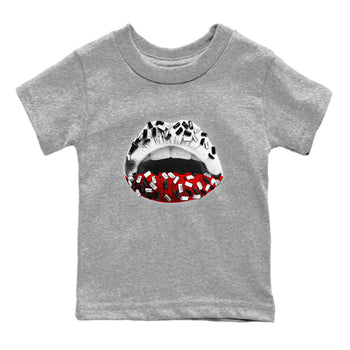 Air Jordan 4 Red Cement Sneaker Match Tees Lips Jewel Sneaker Tees Air Jordan 4 Retro Red Cement SNRT Sneaker Release Tees Kids Shirts Heather Grey 2
