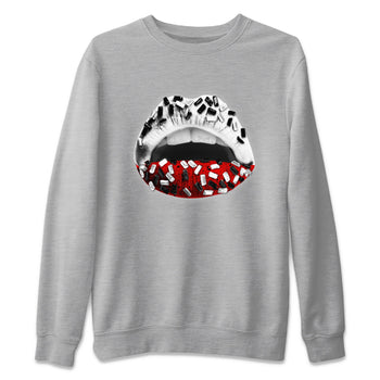 Air Jordan 4 Red Cement Sneaker Match Tees Lips Jewel Sneaker Tees Air Jordan 4 Retro Red Cement SNRT Sneaker Release Tees Unisex Shirts Heather Grey 2