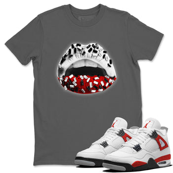 Air Jordan 4 Red Cement Sneaker Match Tees Lips Jewel Sneaker Tees Air Jordan 4 Retro Red Cement SNRT Sneaker Release Tees Unisex Shirts Cool Grey 1