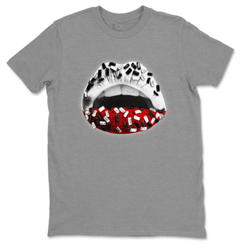 Air Jordan 4 Red Cement Sneaker Match Tees Lips Jewel Sneaker Tees Air Jordan 4 Retro Red Cement SNRT Sneaker Release Tees Unisex Shirts Heather Grey 2