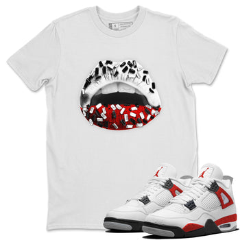 Air Jordan 4 Red Cement Sneaker Match Tees Lips Jewel Sneaker Tees Air Jordan 4 Retro Red Cement SNRT Sneaker Release Tees Unisex Shirts White 1