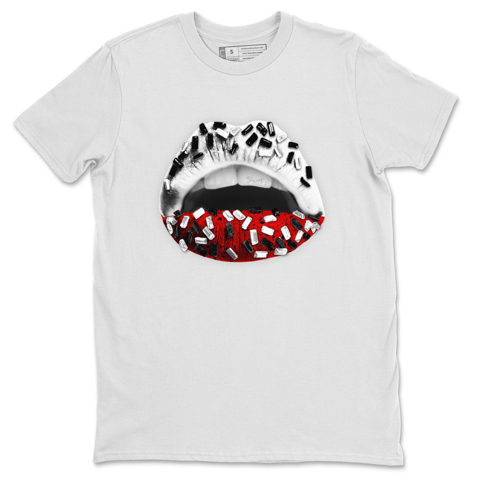 Air Jordan 4 Red Cement Sneaker Match Tees Lips Jewel Sneaker Tees Air Jordan 4 Retro Red Cement SNRT Sneaker Release Tees Unisex Shirts White 2