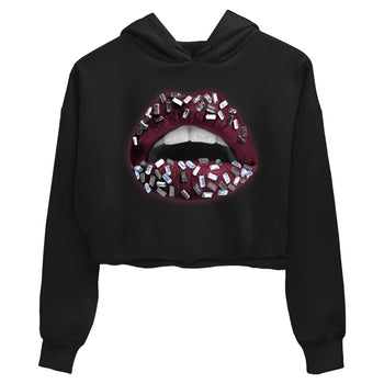 Air Jordan 5 Burgundy Sneaker Match Tees Lips Jewel Sneaker Tees AJ5 Burgundy Sneaker Release Tees Women's Shirts Black 2