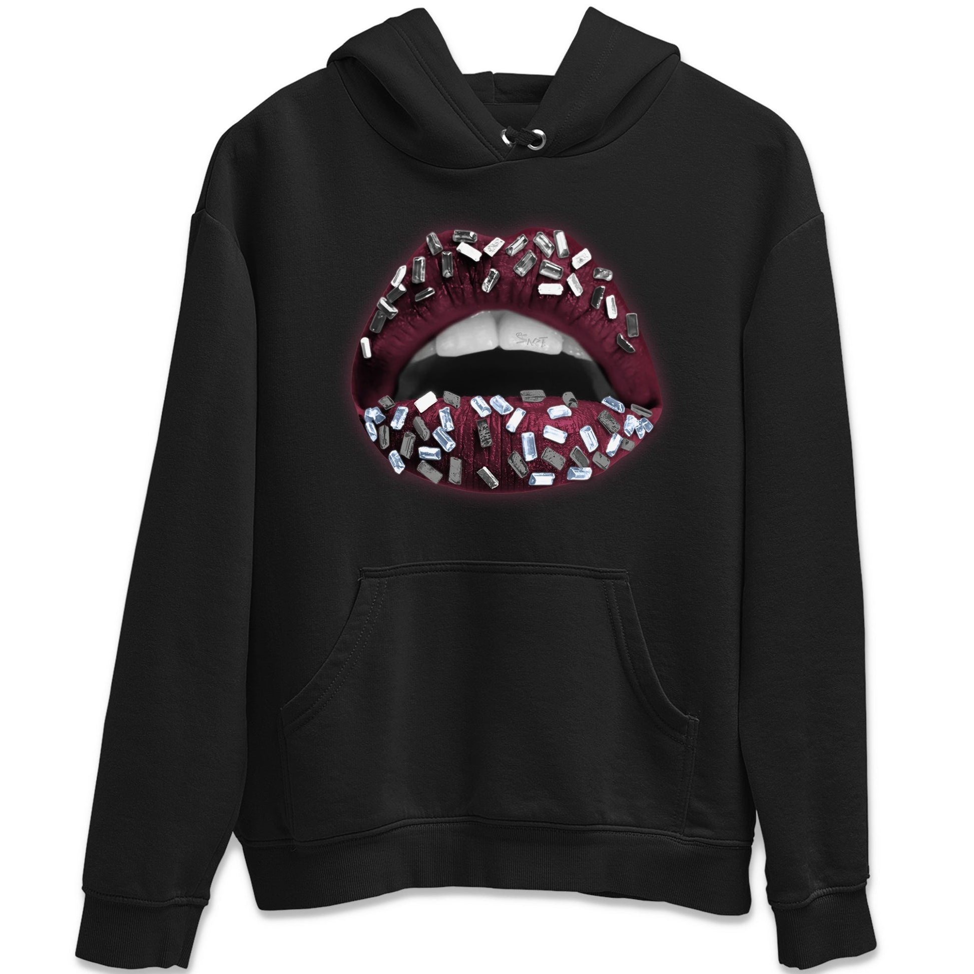 Air Jordan 5 Burgundy Sneaker Match Tees Lips Jewel Sneaker Tees AJ5 Burgundy Sneaker Release Tees Unisex Shirts Black 2