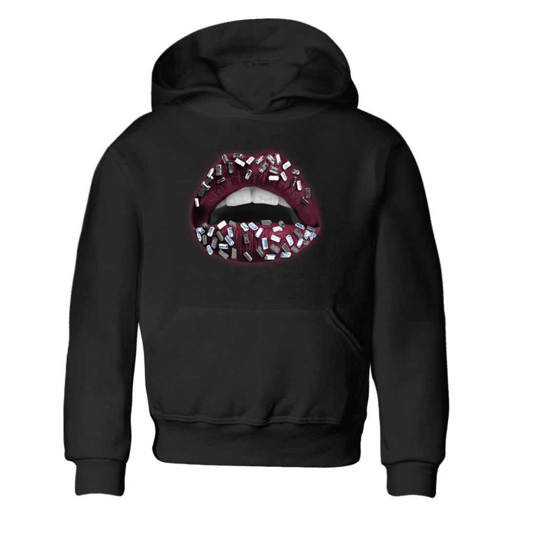 Air Jordan 5 Burgundy Sneaker Match Tees Lips Jewel Sneaker Tees AJ5 Burgundy Sneaker Release Tees Kids Shirts Black 2