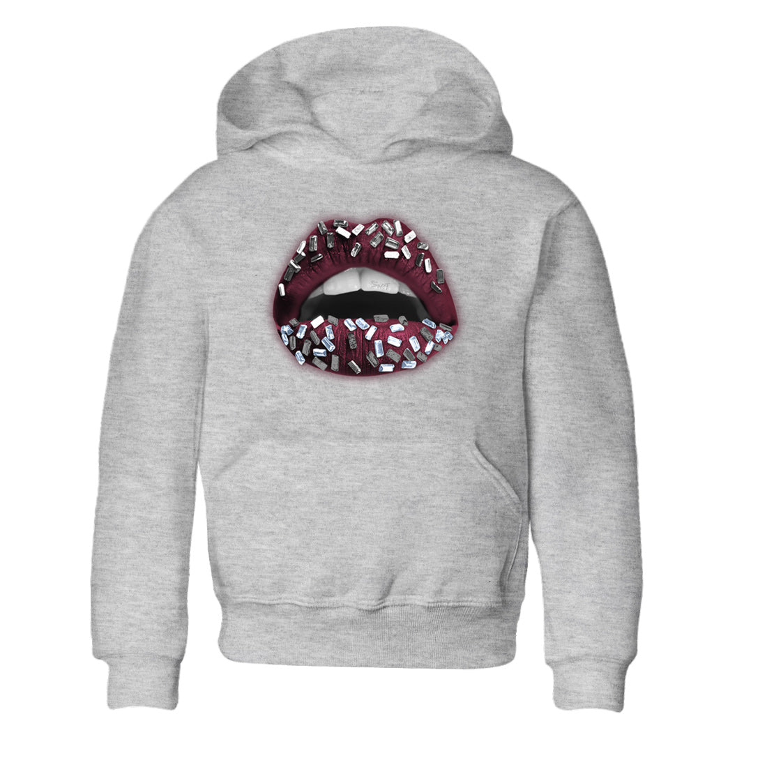 Air Jordan 5 Burgundy Sneaker Match Tees Lips Jewel Sneaker Tees AJ5 Burgundy Sneaker Release Tees Kids Shirts Heather Grey 2