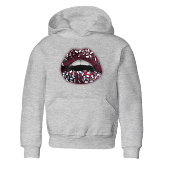 Air Jordan 5 Burgundy Sneaker Match Tees Lips Jewel Sneaker Tees AJ5 Burgundy Sneaker Release Tees Kids Shirts Heather Grey 2