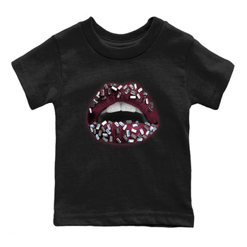 Air Jordan 5 Burgundy Sneaker Match Tees Lips Jewel Sneaker Tees AJ5 Burgundy Sneaker Release Tees Kids Shirts Black 2