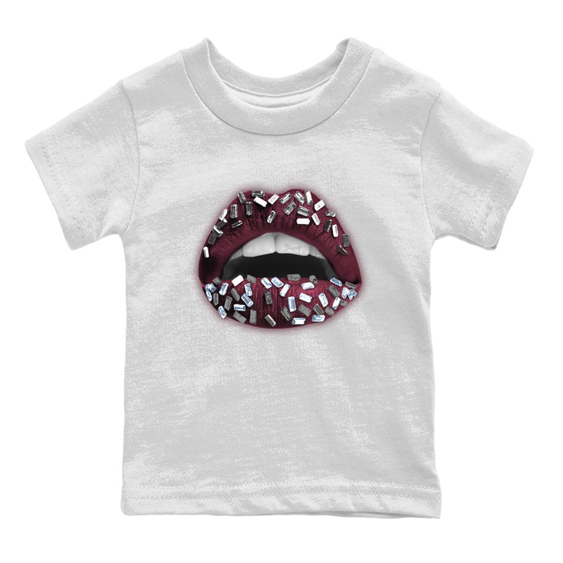 Air Jordan 5 Burgundy Sneaker Match Tees Lips Jewel Sneaker Tees AJ5 Burgundy Sneaker Release Tees Kids Shirts White 2
