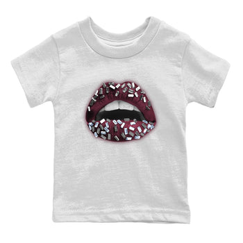 Air Jordan 5 Burgundy Sneaker Match Tees Lips Jewel Sneaker Tees AJ5 Burgundy Sneaker Release Tees Kids Shirts White 2